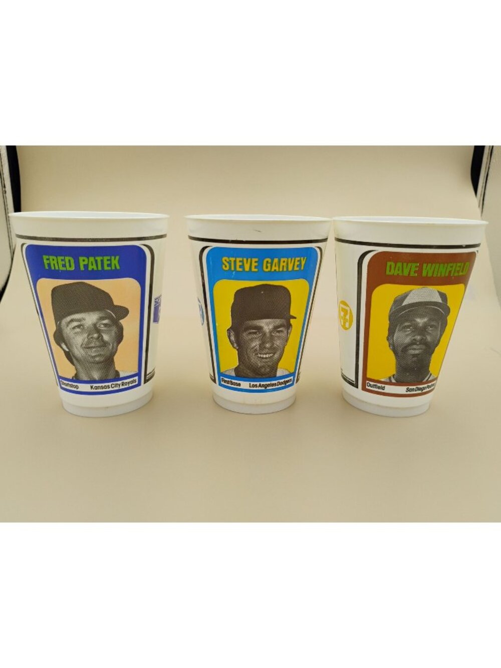 Vintage 1978 7-Eleven MLB Motion Cups Baseball Fred Patek Garvey & Winfield